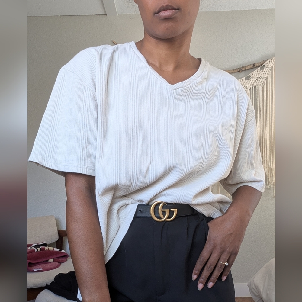 Calvin Klein beige ribbed shirt - Picture 1 of 4